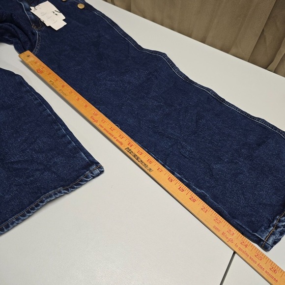 Zara‎ Jeans Women 2 Blue Wide Leg Cropped High Waisted Dark Wash Nautical Sailor - Picture 12 of 15